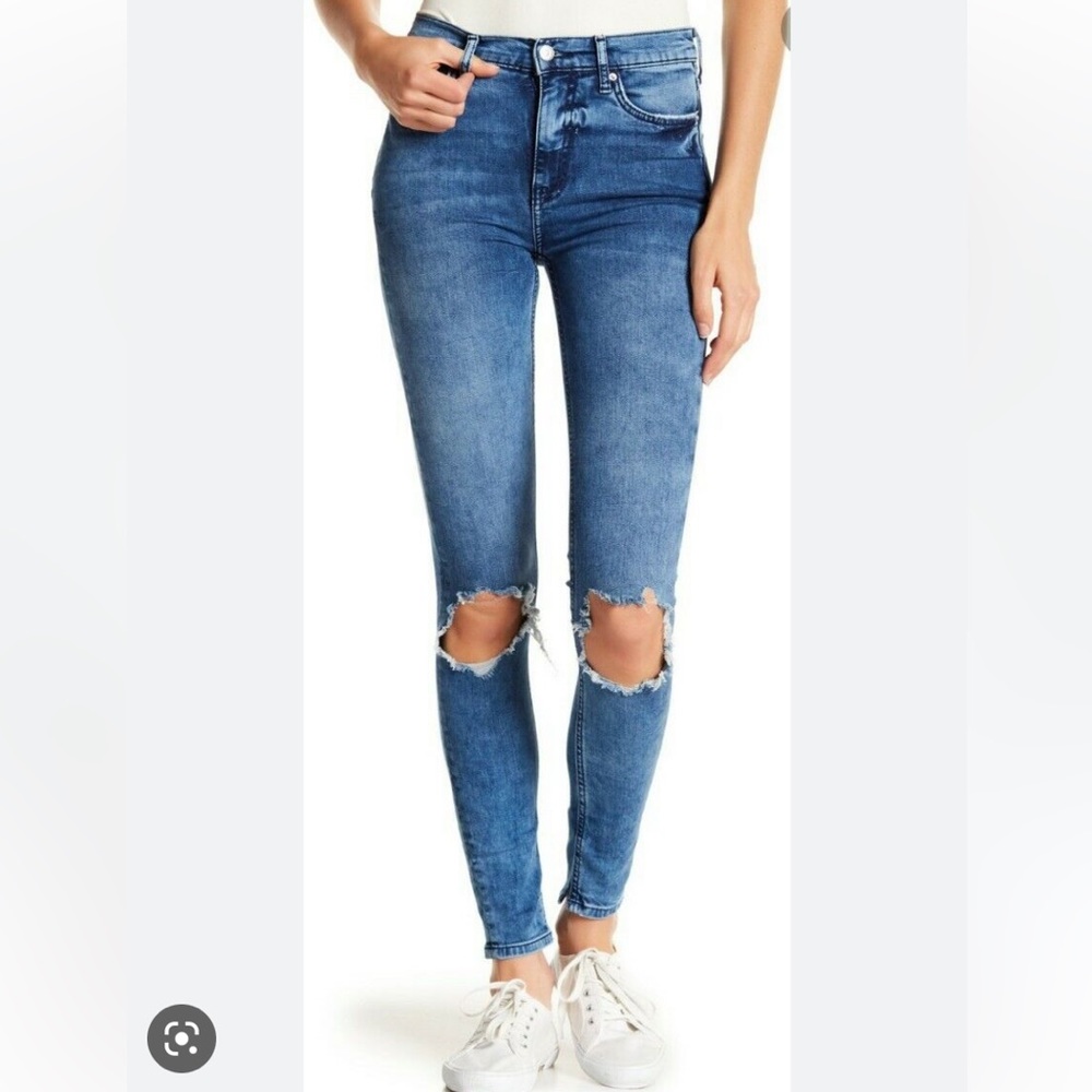 Free people high rise busted knee jeans